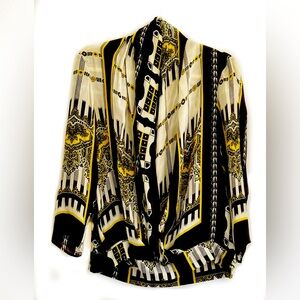 Women’s Yellow,Black, White Silk Surplus Blouse by Etro, 48, L